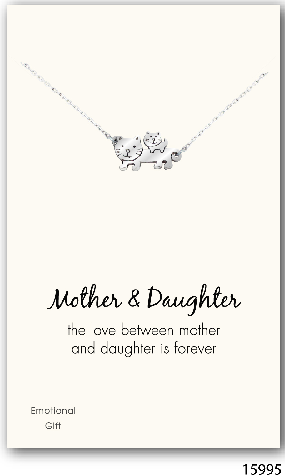 The two cats mother daughter silver pendant